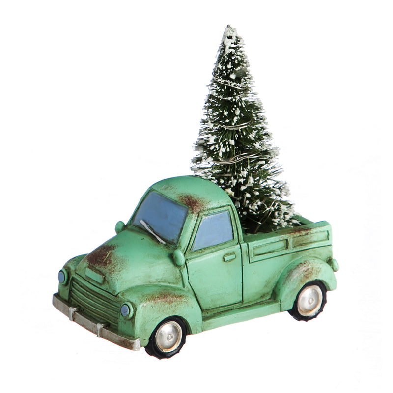 Evergreen Green Holiday Truck with Tree Light Up Ceramic Statuary
