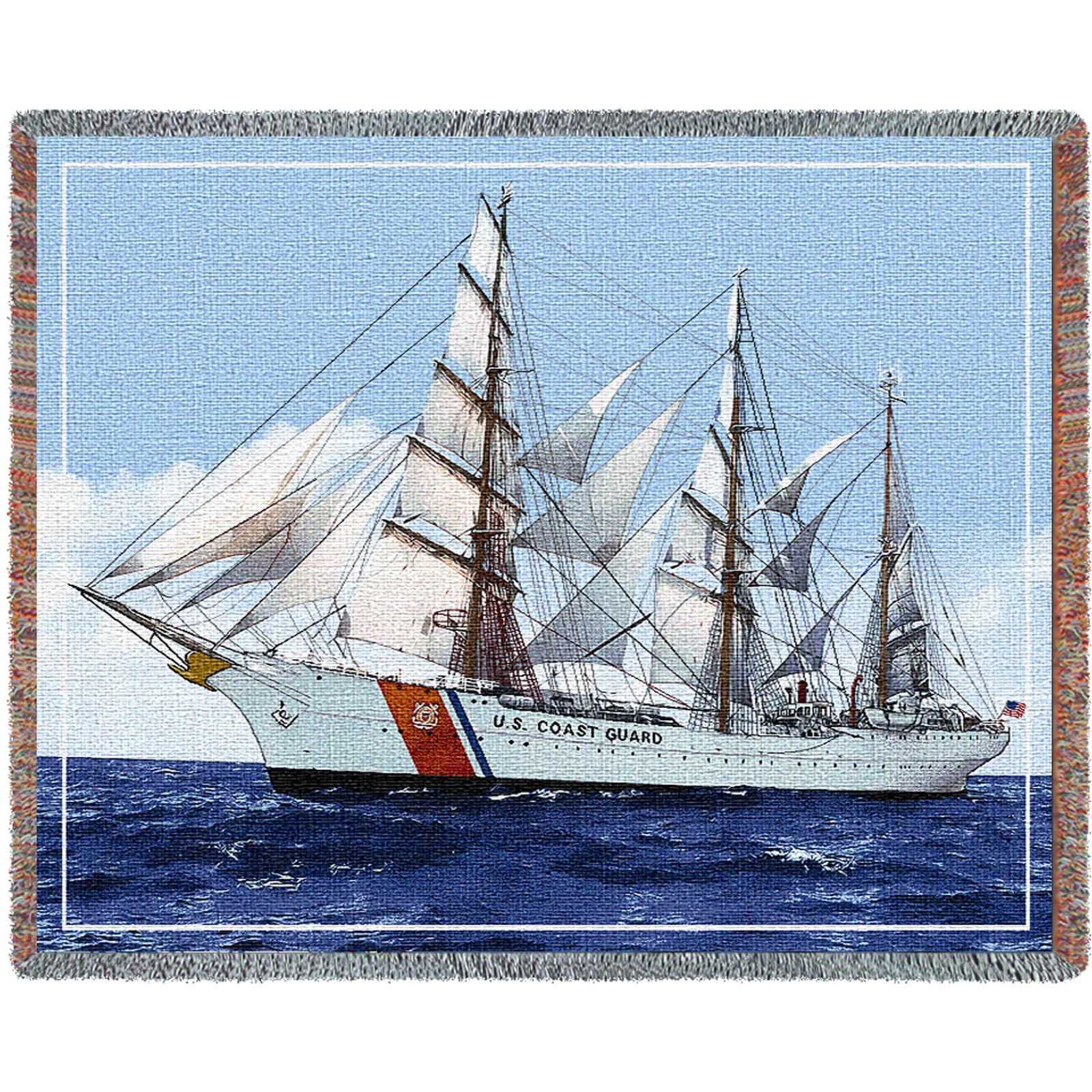 Coast Guard Barque Eagle Afghan Cotton Blanket