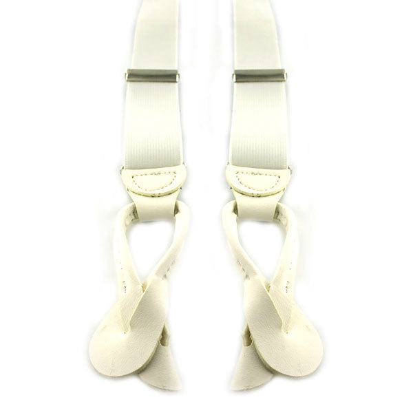 Suspenders White with Leather End