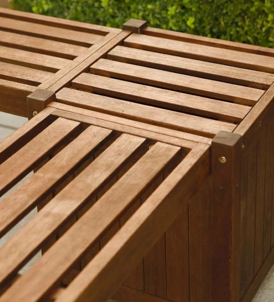 Plow & Hearth Outdoor Eucalyptus Square Planter and Seat