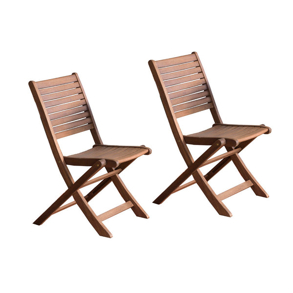 Plow & Hearth Eucalyptus Folding Bistro Chairs - Set of 2