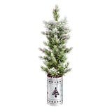 Evergreen LED Tree in Tin Pot with Tree Cut-Out Table Décor
