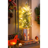 Evergreen LED Tree in Tin Pot with Tree Cut-Out Table Décor