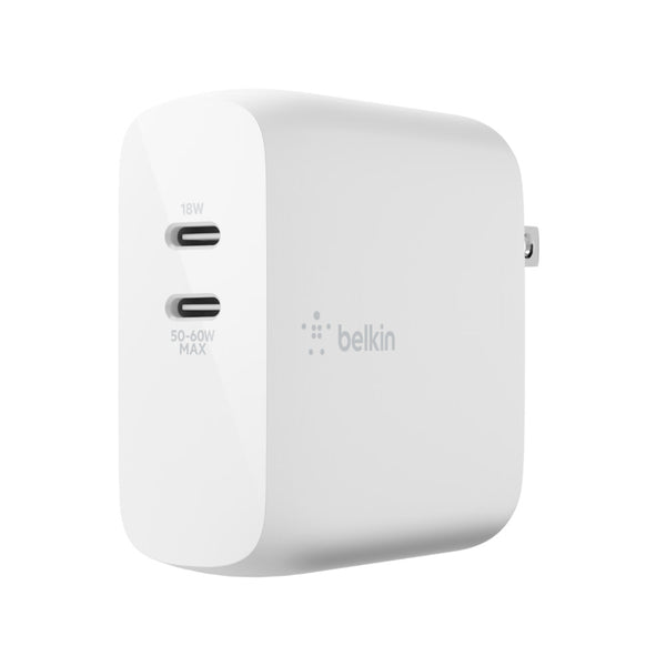 belkin Boost Charge Dual USB-C GaN Wall Charger + USB-C Cable - 68W