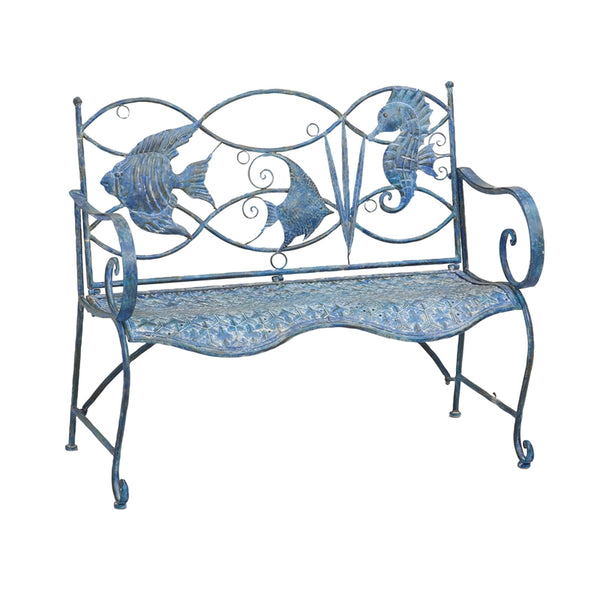 Evergreen Blue Fish Metal Bench