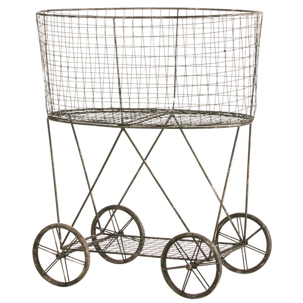 Evergreen Metal Wire Basket On Wheels