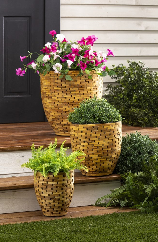 Plow & Hearth Recycled Acacia Woods Planter - Set of 3