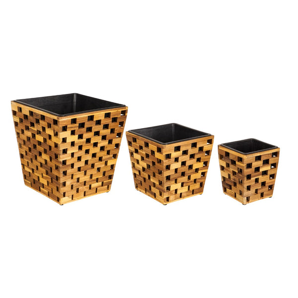 Plow & Hearth Recycled Wood Planter - Set of 3