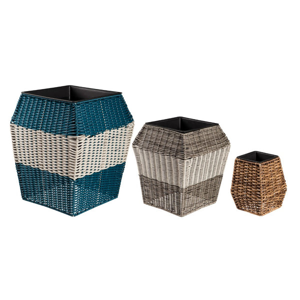 Plow & Hearth High Resin Wicker Planter - Set of 3