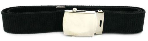 Vanguard Navy Belt and Buckle: Black Nylon Silver Mirror Buckle and Tip - Male