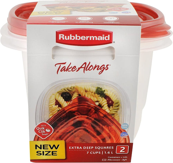 Rubbermaid Food Storage TakeAlongs Deep Square Containers - 7 Cup - 2 Pack