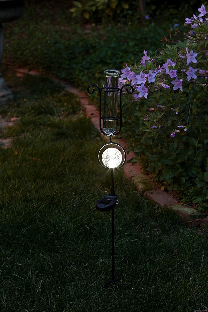 Evergreen Solar Light Rain Gauge Garden Stake