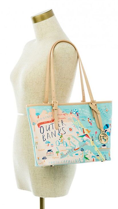 Spartina 449 Greetings From Small Map Tote with Zipper