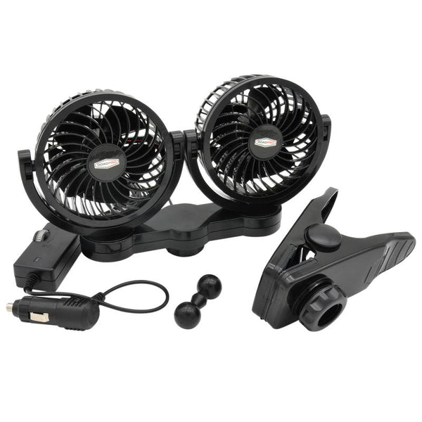 RoadPro 12-Volt Dual Fan with Mounting Clip
