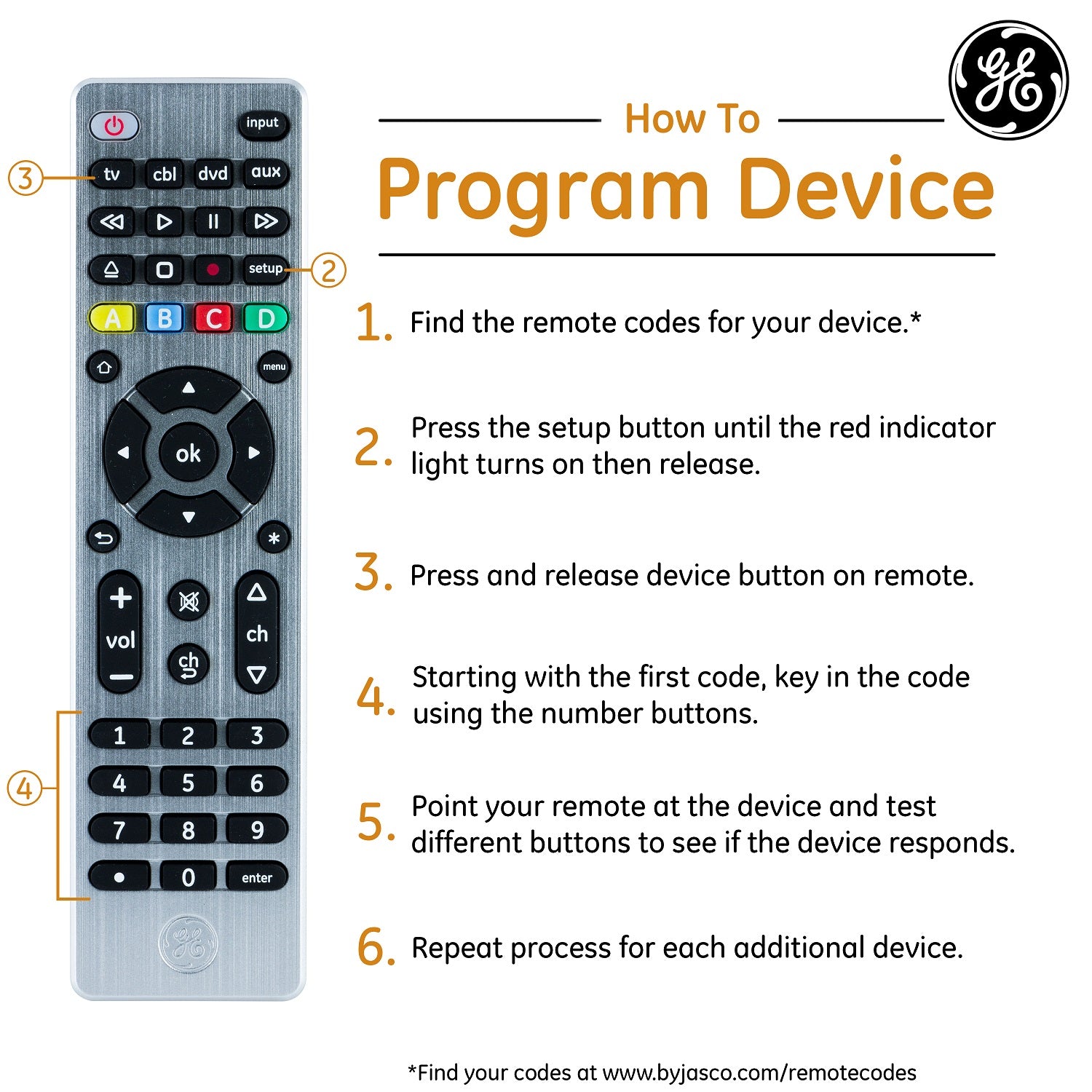 GE UltraPro 4-Device Universal Remote Control