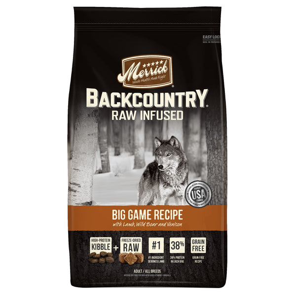 Merrick Backcountry Raw Infused Big Game Recipe with Lamb and Pork Grain Free Dry Dog Food - 4 lbs.