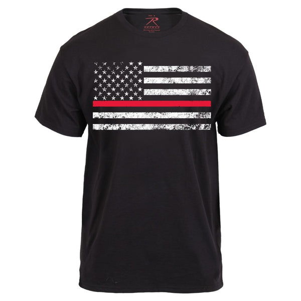 Rothco Mens Thin Red Line Flag Short Sleeve T-Shirt