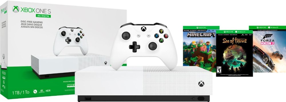 Microsoft Xbox One S 1TB All-Digital Edition Console (Disc-free Gaming)