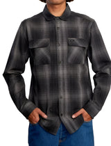 RVCA Mens Vesuvio Flannel Long Sleeve Button Down Shirt