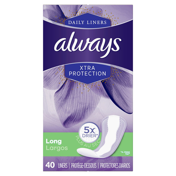 Always Xtra Protection Daily Panty Liners - Long - 40 Count