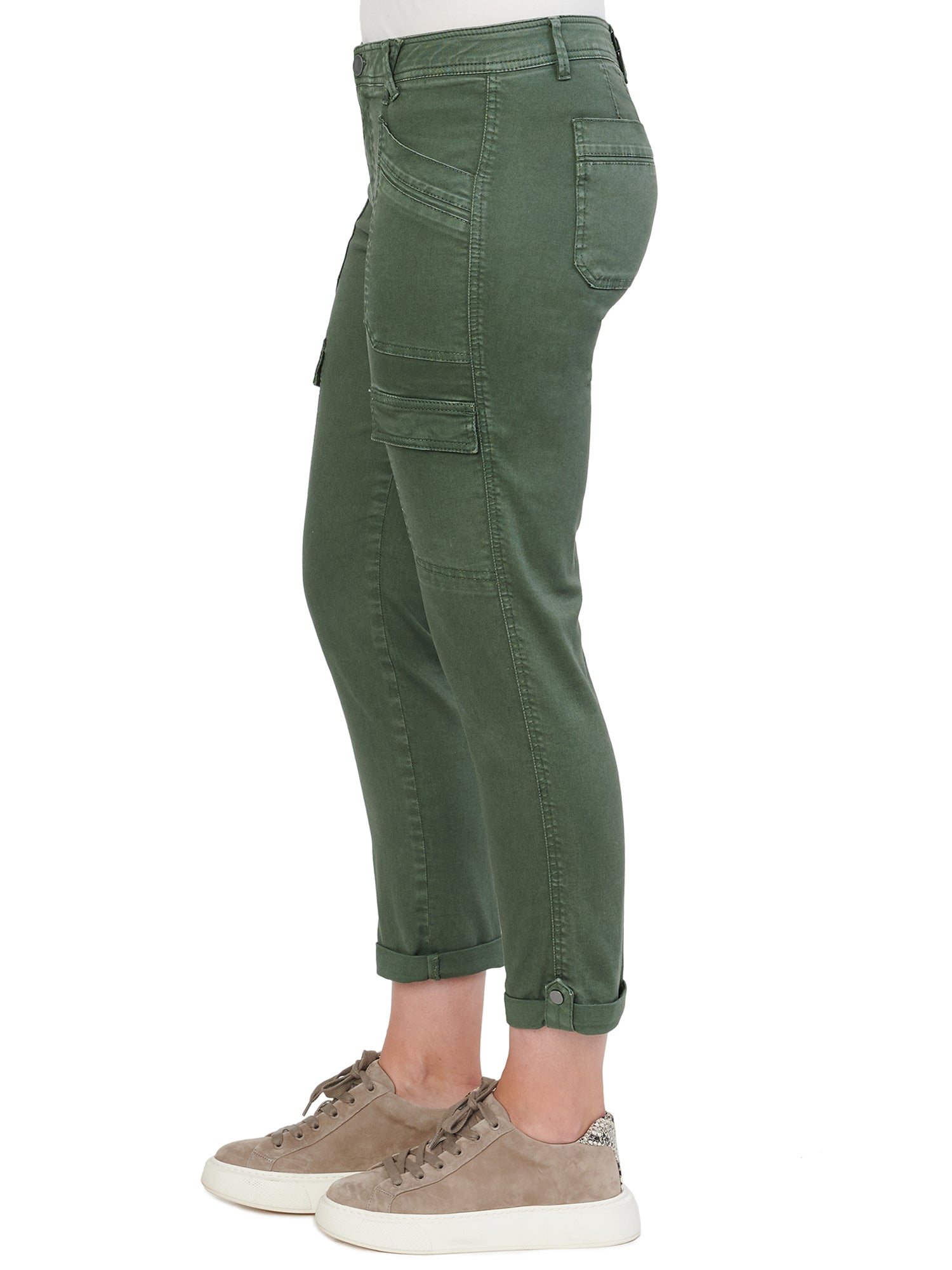 Democracy Womens "Ab"solution High Rise Roll Cuff Cargo Pocket Utility Pant