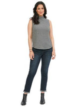 ウェア Bristol WINDPROOF L/S HIGHNECK TOP Democracy Womens Sleeveless Mock Neck Gray Rib Knit Top