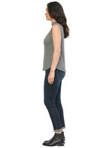 Democracy Womens Sleeveless Mock Neck Gray Rib Knit Top