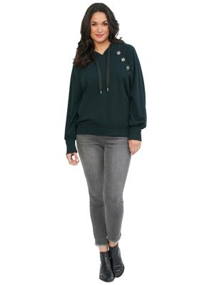 Democracy Womens Blouson Long Sleeve Rhinestone Buttoned Drawstring Hoodie
