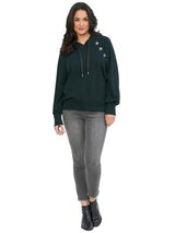Democracy Womens Blouson Long Sleeve Rhinestone Buttoned Drawstring Hoodie