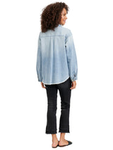 Democracy Womens Long Sleeve Denim Fray Jacket