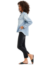 Democracy Womens Long Sleeve Denim Fray Jacket