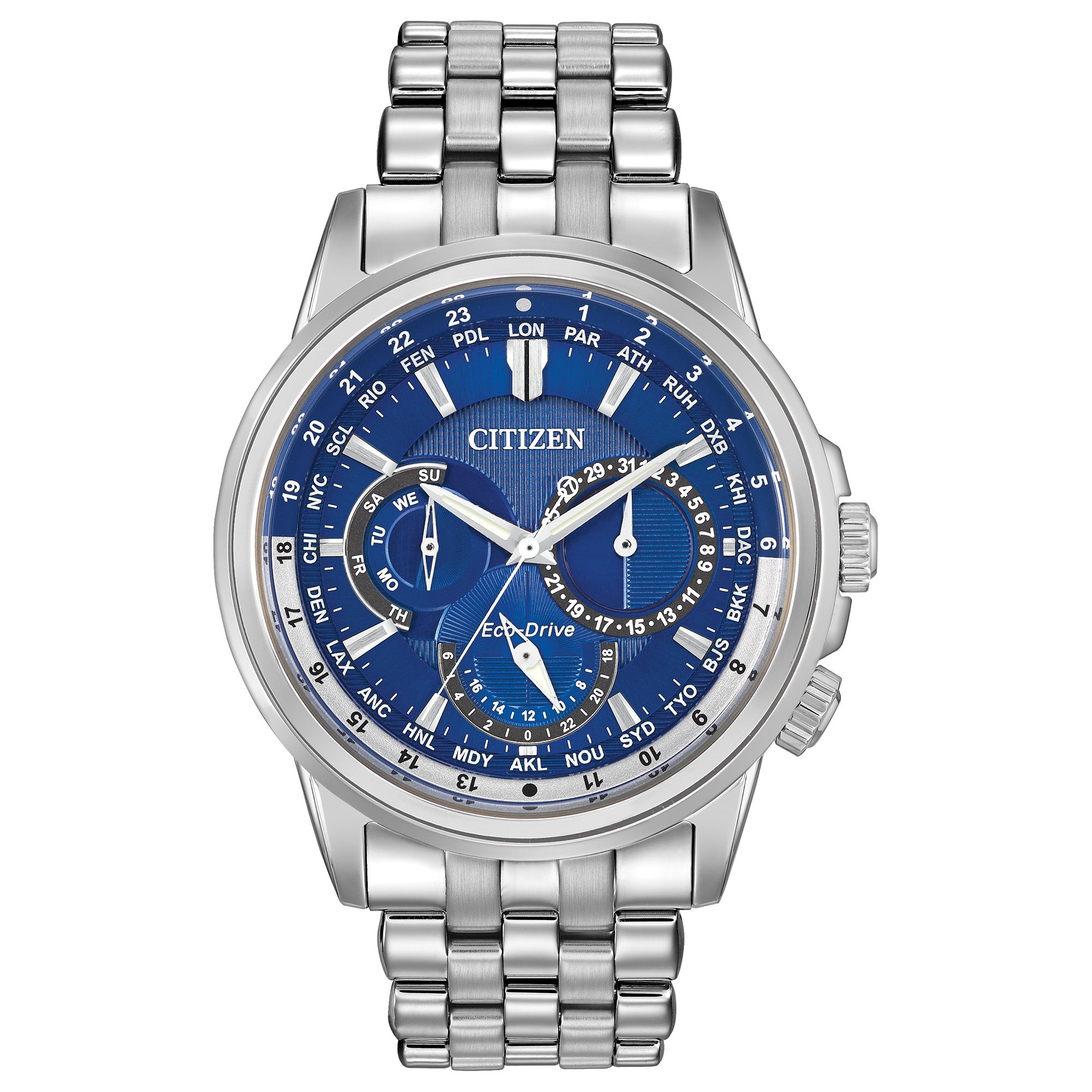 Citizen Mens Calendrier Eco-Drive Watch - Silver-Tone Stainless Steel Bracelet