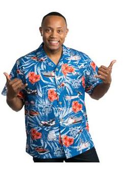 Coast Guard Mens Printed Camp Short Sleeve Shirt - Size 3XLarge
