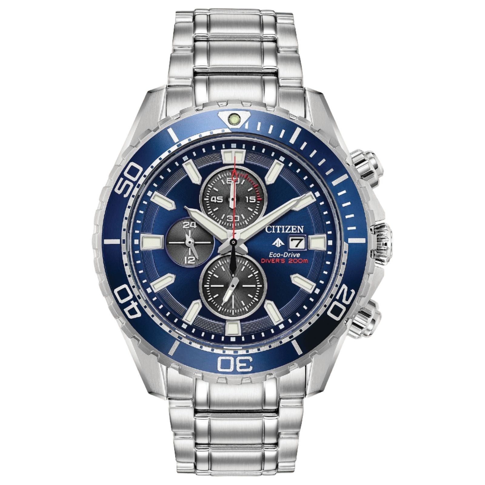 Citizen Mens Promaster Diver Eco-Drive - Silver Tone Stainless Steel Bracelet