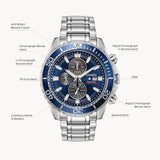 Citizen Mens Promaster Diver Eco-Drive - Silver Tone Stainless Steel Bracelet