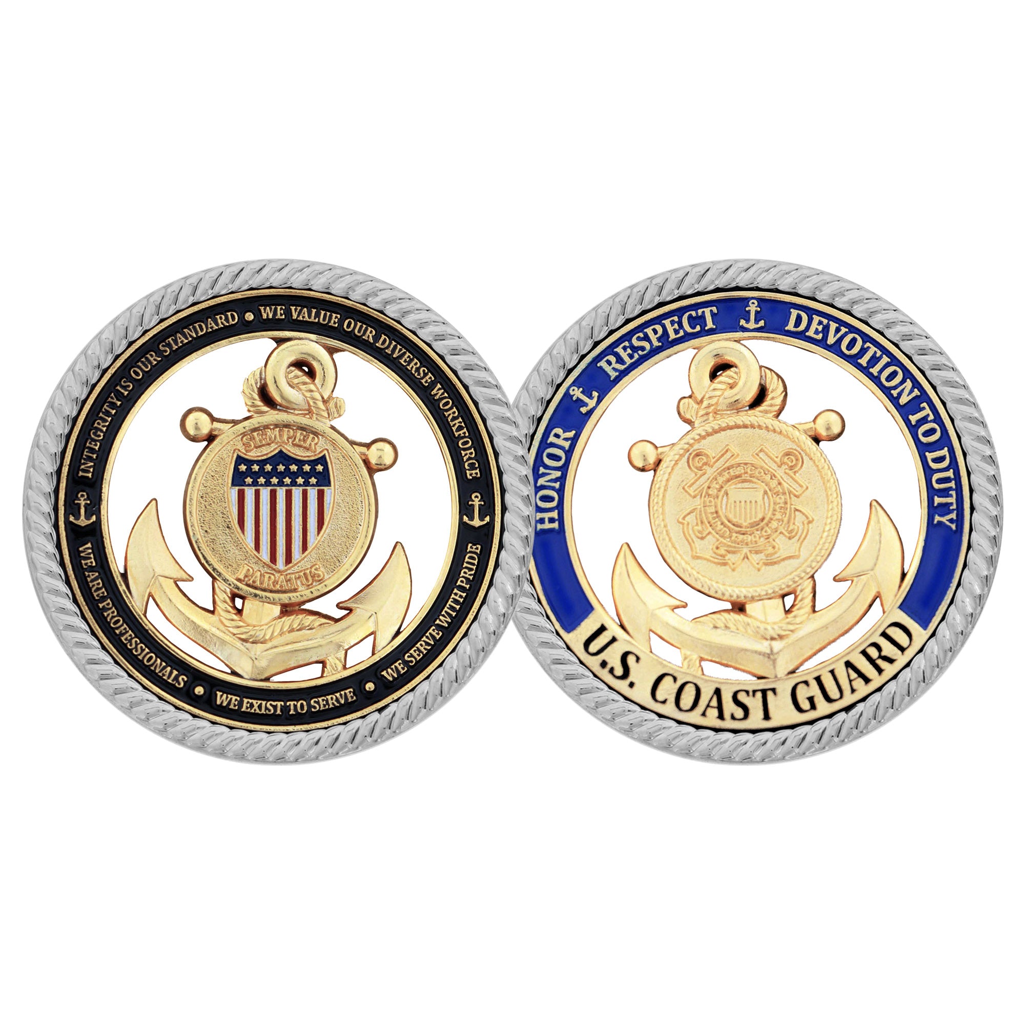 Coast Guard Challenge Coin - Core Values