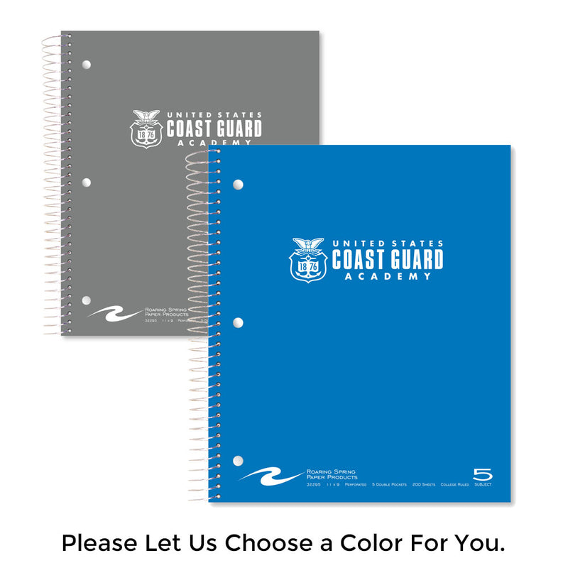 Coast Guard Academy - 5 Subject Notebook with Seal