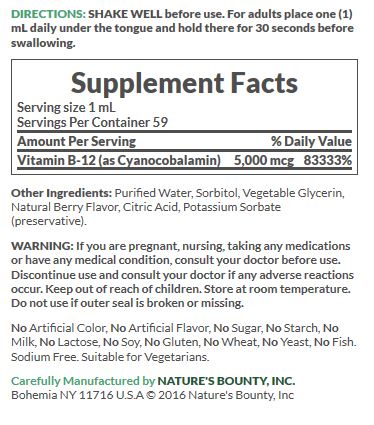 Nature's Bounty Vitamin B-12 Vitamin Supplement 5000mcg - 2 oz.