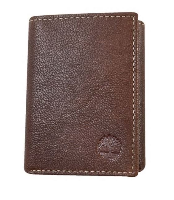 Timberland Mens Slim Blix Trifold Brown Leather Wallet