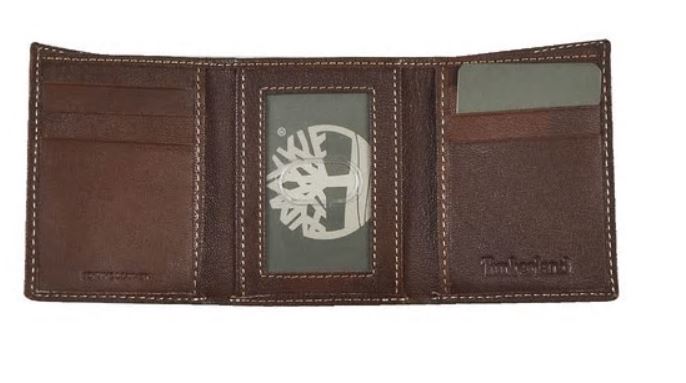 Timberland Mens Slim Blix Trifold Brown Leather Wallet