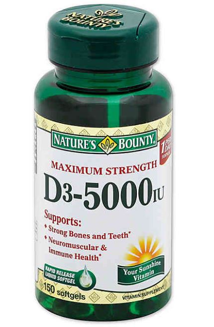 Nature's Bounty Vitamin D5000 IU Vitamin Supplement Softgels - 150 Count