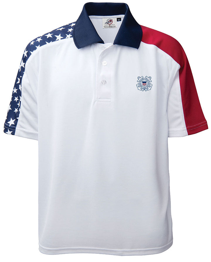 Coast Guard Mens Patriotic Short Sleeve Polo Shirt