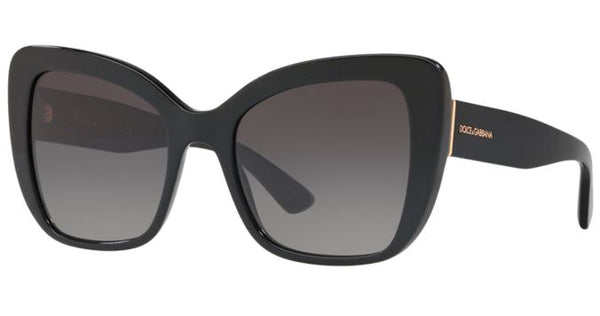 Dolce & Gabbana Butterfly Square Black Frame - Gray Gradient Lens - Non Polarized Sunglasses