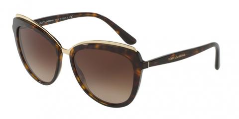 Dolce & Gabbana Cat Eye Havana Frame - Brown Gradient Lens - Non Polarized Sunglasses