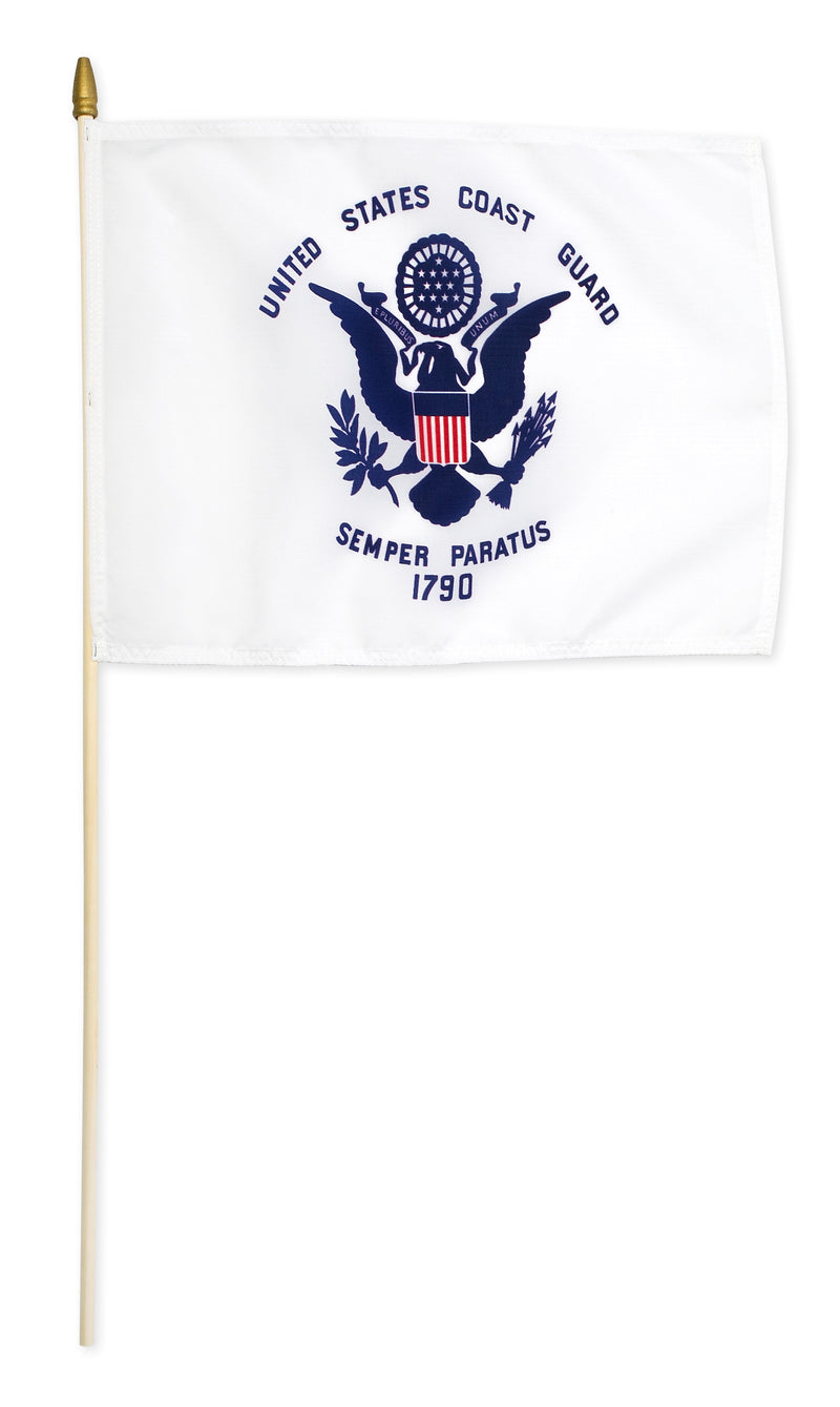 Coast Guard Valley Forge Semper Paratus Stick Flag - 12" x 18"