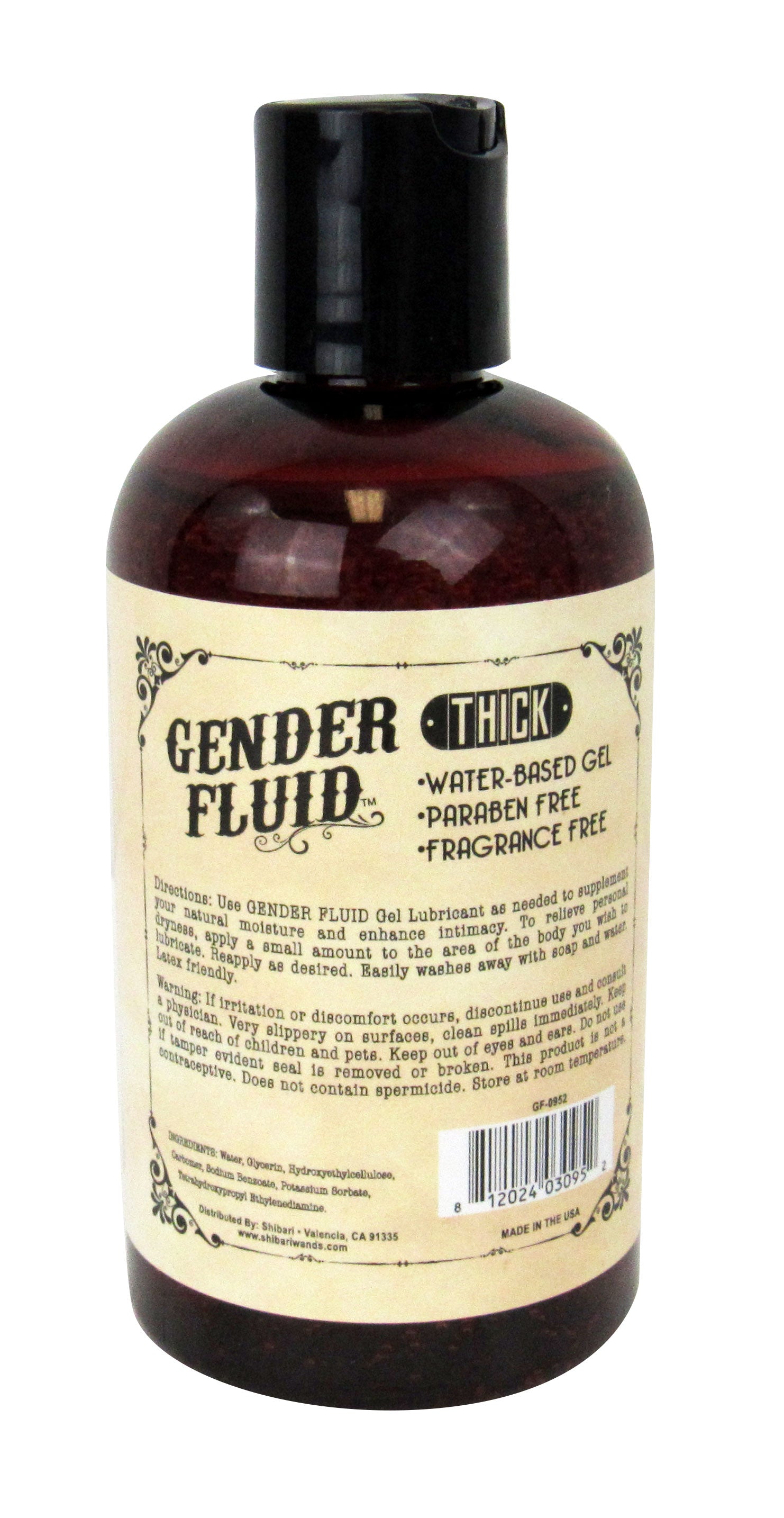 Shibari Gender Fluid Thick Lube Water Based Gel Personal Lubricant - 8 oz.