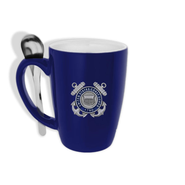 Coast Guard Sparta Pewter Ceramic Mug with Spoon