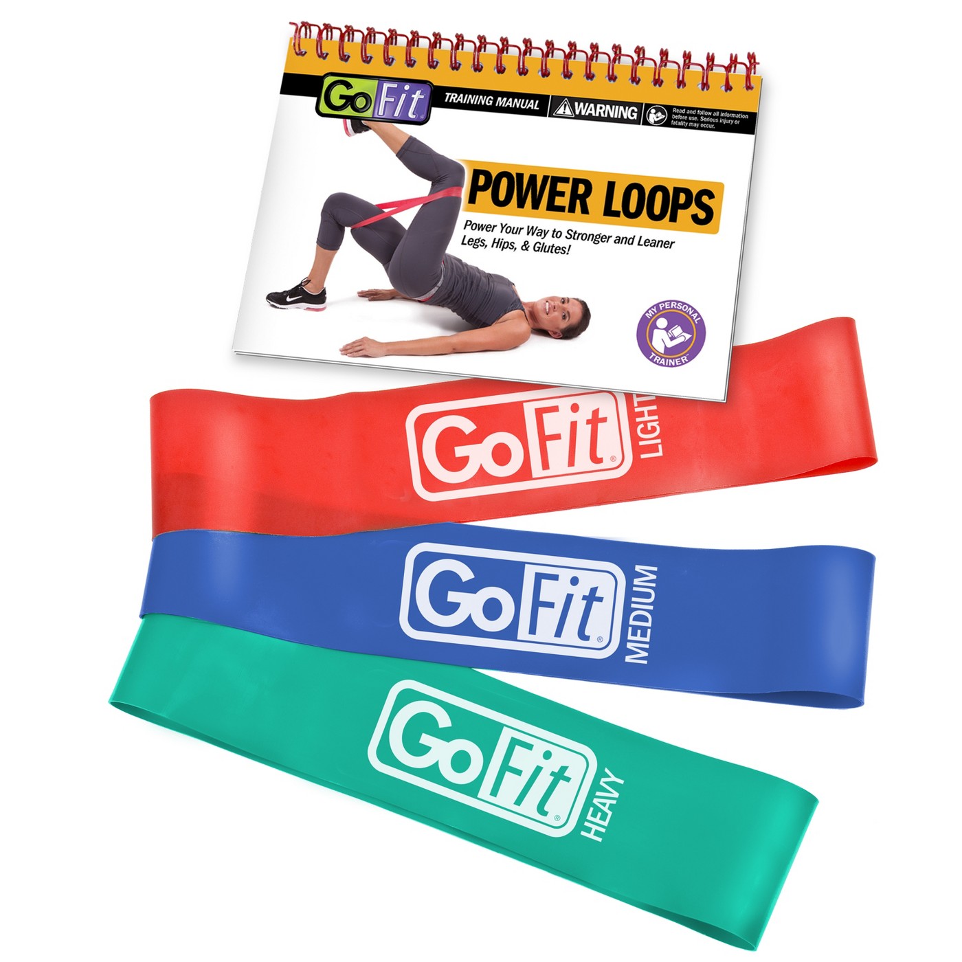 GoFit Round Power Loops Resistance Bands 5lb, 10lb, 15lb 3 PK