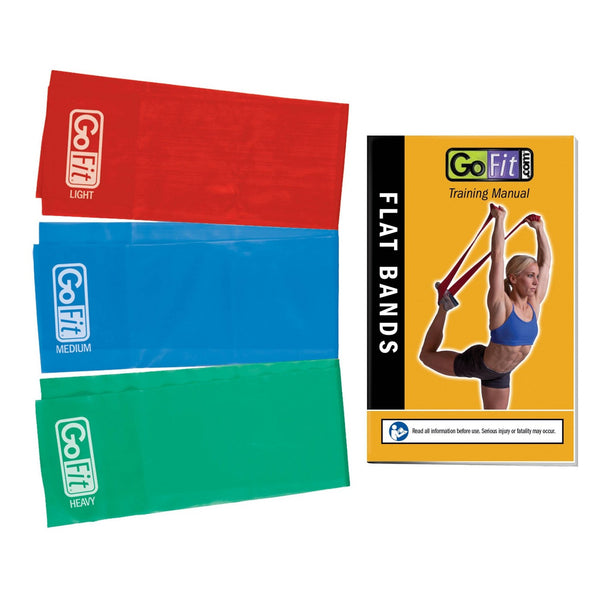 GoFit Flat Power Resistance Bands 5lb, 10lb, 15lb 3 PK