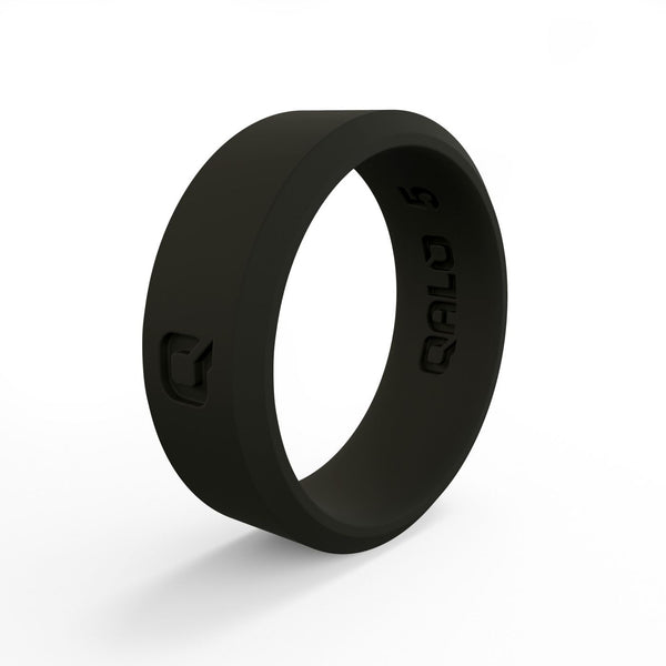 QALO Womens Black Modern Silicone Ring - Size 5